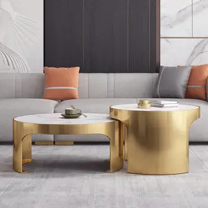 현대 거실 가구 대리석 유리 커피 테이블 스테인레스 스틸 금속 골드 커피 티 테이블