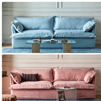 ATUNUS Canapé droit en tissu givré, style italien minimaliste, design bateau à voile, moderne et simple, pour salon, luxe léger, avec rembourrage en mousse