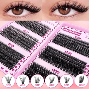 Paquete de Pestañas Postizas Sintéticas, Estilo Wispy Fluffy, 40D 60D 80D 100D, Volumen Completo Mixto, Pestañas Individuales en Racimo, Precortadas para DIY - Product Image 5