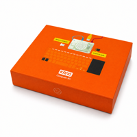 Caja Magnética con Tapa Abatible Naranja, Kit de Computadora, Inserto de Espuma Kraft, Caja de Regalo Personalizable