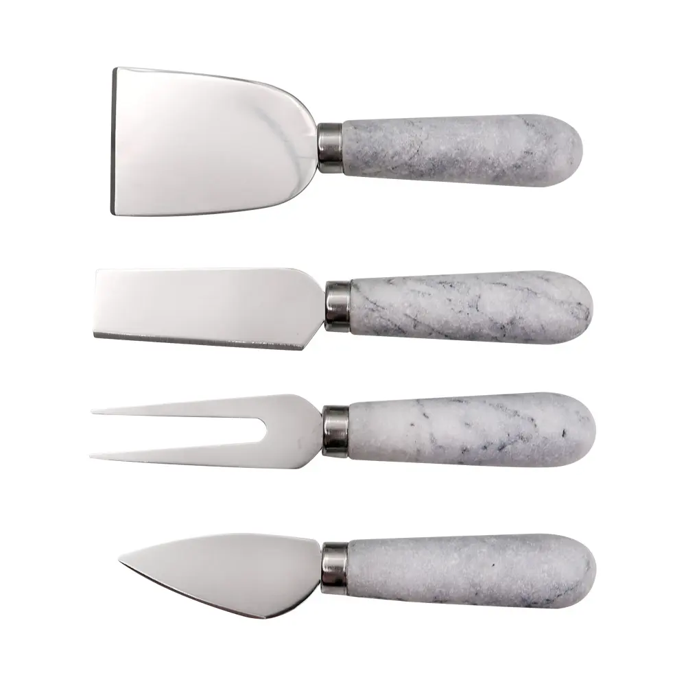 Jaswehome Coltello Da Formaggio con Marmo Naturale Maniglia 4PCS set Carino Formaggio Utensile