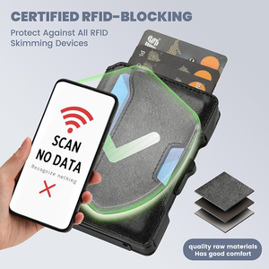 Custom Men <b>RFID</b> <b>Wallet</b> Magnetic <b>Wallet</b> Carbon Fiber Ultra-thin Pop-up <b>Wallet</b> Credit Card Holder - Product Image 2