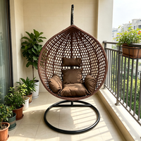 Fauteuil suspendu d'extérieur en osier PE, chaise balançoire œuf avec coussin moelleux, design moderne pour jardin, balcon, terrasse, mobilier d'extérieur