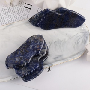 Sodalite Gua Sha Tool, New Shape Sawtooth Scraping Board for Face Neck Body, Natural Stone Skin Care Beauty <b>Massager</b> - Product Image 3