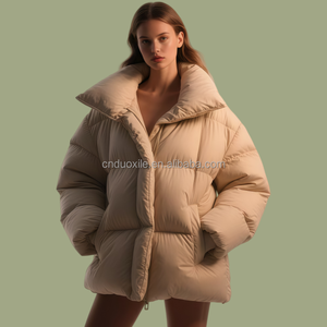 Chamarra Acolchada Brillante Ecológica para <span class=keywords><strong>Mujer</strong></span>, Chaqueta de Invierno Talla Grande para Esquiar con Cierre Estilo Bomber de Alta Calidad, Abrigos de Plumas para Dama - Product Image 3