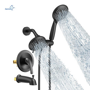 Robinet de douche à double tête à 3 voies haute pression avec 35 réglages, noir mat, avec vanne de fixation - Product Image 1