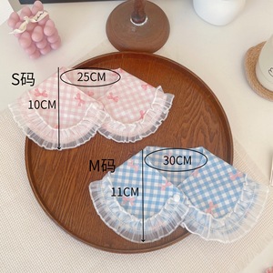 Corea del Sur Venta caliente Ins Style Cat Bow Lace <span class=keywords><strong>Collar</strong></span> <span class=keywords><strong>Dog</strong></span> Cute Princess Plaid Bufanda Accesorios para mascotas al por mayor - Product Image 3