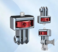 Adaptateur de vis en aluminium étanche 1/4 pour montage à trois griffes GoPro avec anneau de verrouillage et coussinet en silicone pour caméra d'action Insta360 DJI