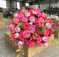 Boule de fleurs artificielle en soie rose, centre de table pour mariage, décoration de table, faite à la main, réaliste, longue durée