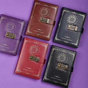 <span class=keywords><strong>Diario</strong></span> de cuero con bloqueo de constelación A5 B6 personalizable, <span class=keywords><strong>diario</strong></span> de escritura con <span class=keywords><strong>sol</strong></span> y luna, forrado de papel, Vintage, combinaciones de contraseña, cuadernos - Product Image 5