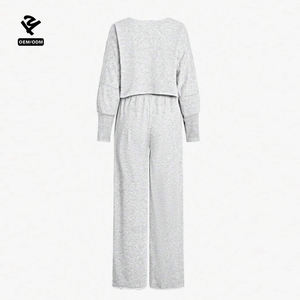 F5754 Fabricants de vêtements Crop tops Sweat-shirt et pantalon de survêtement à jambes larges Ensemble deux pièces Vêtements pour femmes Streetwear Vêtements de détente - Product Image 2