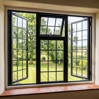 Fenêtres grillagées modernes en aluminium sur mesure, système de fenêtres à battants et à auvent de style colonial français, double vitrage, pour villas résidentielles