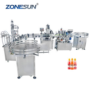 ZONESUN ZS-FAL180R4 حليب الصويا التلقائي المكبس السائل ملء السد ووضع العلامات آلة خط مع U نمط الحزام الناقل - Product Image 1