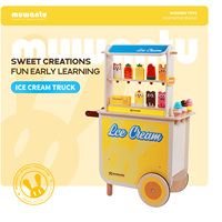 Carrito de Helados de Madera MUWANTU, Juguete de Simulación, Camión de Comida para Niños con Accesorios para Niños Pequeños, Aprendizaje Interactivo
