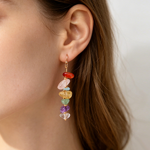 Nouvelles boucles d'oreilles en cristal naturel faites à la main, pierres de guérison, gravier de cristal, <span class=keywords><strong>pour</strong></span> femmes - Product Image 4