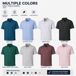 เสื้อกอล์ฟ Dri Fit โปโลพร้อมโลโก้สั่งทำ เสื้อพิมพ์ลายแขนสั้นสำหรับผู้ชาย เสื้อประสิทธิภาพสูง แบรนด์ส่วนตัว รับผลิตแบบ OEM ขายส่งจากโรงงาน - Product Image 2