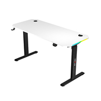 Bureau de jeu multifonctionnel PC en métal, table de jeu électrique à hauteur réglable avec LED, assemblage facile pour les joueurs