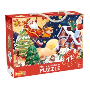 Popular dibujos animados coloridos Feliz Navidad niños rompecabezas jugar juegos niños piso alegre juguetes rompecabezas conjunto