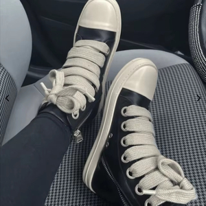 Nuovi Stivaletti alla Caviglia Moda Invernale, Scarpe Casual da Donna <span class=keywords><strong>in</strong></span> <span class=keywords><strong>Pelle</strong></span> <span class=keywords><strong>Nera</strong></span> con Tacco Basso e Lacci - Product Image 1