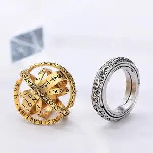 Bague de doigt cosmique rotative complexe Punk Vintage pour femmes et hommes, anneaux astronomiques plaqués or et argent