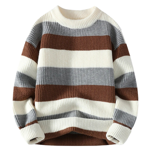 Pull décontracté chaud à col rond pour homme, tricoté doux, anti-plis, anti-rétrécissement, avec fermeture éclair, idéal pour l'automne et l'hiver - Product Image 1