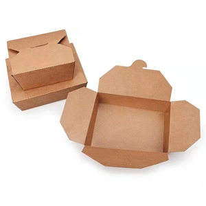 Disposable Container Food Fooddisposable Disposable Restaurant Use To Go Container Take Away Lunch Packing Boxes Food Grade Kraft Paper Packaging Box