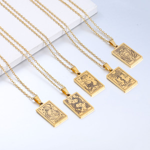 Collier pour femmes en acier inoxydable avec pendentif astrologique, <span class=keywords><strong>horoscope</strong></span>, tarot, les douze constellations - Product Image 2