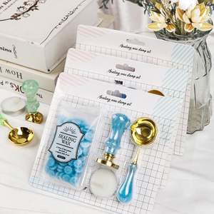 Sealing Wax Stamp Set Bubble Blister <b>Kit</b> With Handle Spoon And Wax Granules For Wedding Art Candle Making - Product Image 3