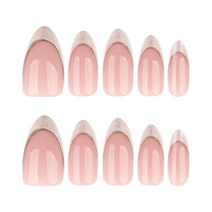 Venta al por Mayor de Fábrica, 30 Uds. de <span class=keywords><strong>Uñas</strong></span> Acrílicas de Cobertura Completa Estilo Francés, Color Dorado, Curvas, <span class=keywords><strong>Cortas</strong></span>, Personalizadas - Product Image 3