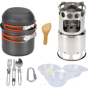 Ustensiles de cuisine de <span class=keywords><strong>Camping</strong></span>, poêle à bois de chauffage, ensemble de vaisselle pour randonnée en plein air - Product Image 1