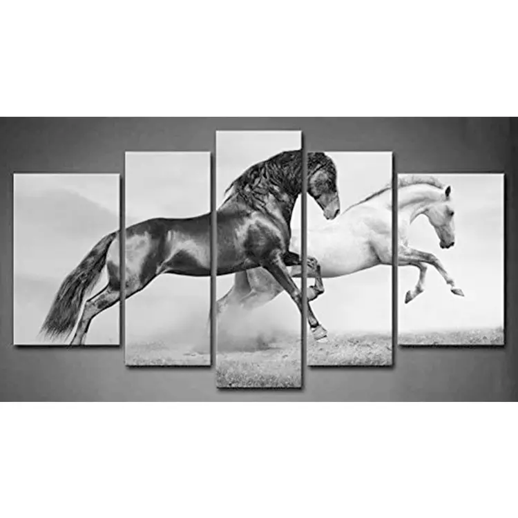 EAGLEGIFTS Beautiful Running Horses Wooden Frame Paintings On Canvas Modern Artwork Decorative Prints Animal Picture Wall Art