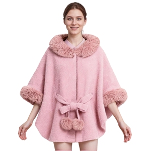Châle en fausse fourrure de vison pour femme, avec pompons moelleux et ceinture, ouvert sur le devant, à manches longues, idéal pour mariage, rendez-vous galants et séances photo - Product Image 4