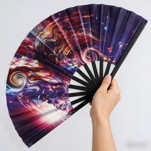 Éventails pliables <span class=keywords><strong>en</strong></span> PVC, grands, <span class=keywords><strong>arc</strong></span>-<span class=keywords><strong>en</strong></span>-<span class=keywords><strong>ciel</strong></span>, colorés, pour festivals et défilés - Product Image 3