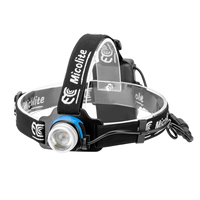 Lampe frontale rechargeable à LED avec zoom, tête en alliage d'aluminium et chargement USB pour le camping nocturne en plein air, la pêche, lampe frontale