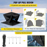 Carpa de Pesca Impermeable con Puerta con Cierre y Ventilación Desmontable, Fabricada con Tela Oxford