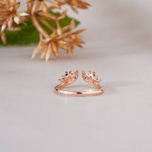 Exquisite Rose Gold Marquise Moissanite Ring Enhancer Unique Curved Floral Wedding Band for Women Elegant <b>Cluster</b> Bridal Guard - Product Image 2