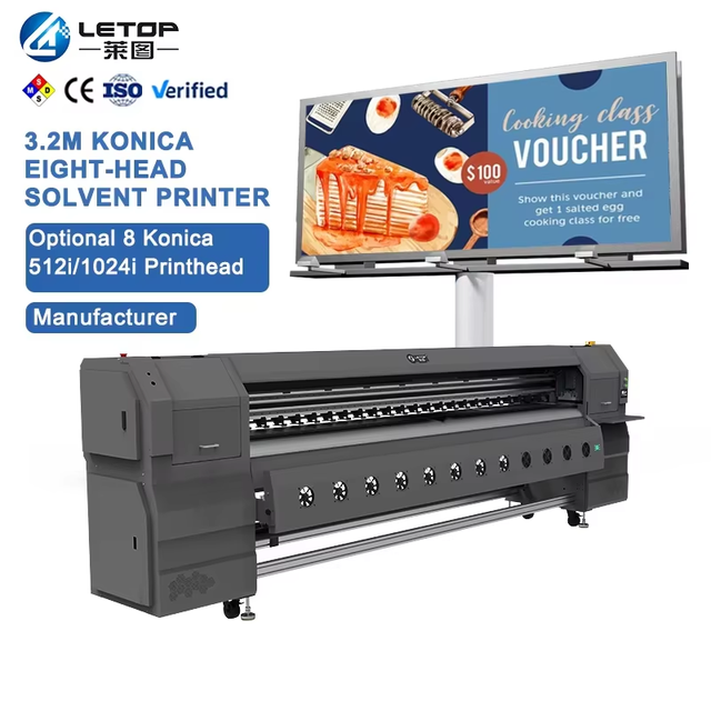 LETOP Automatic 3.2 Meter Wide Digital Printing Solvent Machine Konica Print Head New Condition with Pump Core Components