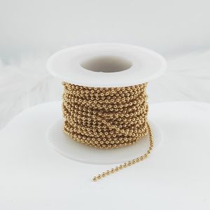 Byron rantai manik logam Stainless Steel 2mm, pengiriman cepat rantai 10 meter/rol Aksesori rol rantai bola emas perak - Product Image 5