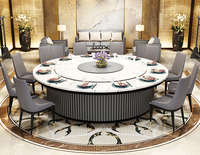 Deluxe Big Round Echter Marmor Elektrischer Esstisch Set Hotel Hall Restaurant Fisch Bauch Weiß Automatischer Sinter stein Tisch