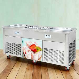 Máquina de Helados Fritos Comercial de Tailandia, Máquina de Helados Fritos en Sartén Dura, Máquina de Helados Fritos Doble - Product Image 1