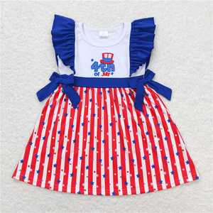 4th of July Print Casual Eco-Friendly Baby Girl Dress and <b>Bubble</b> Romper Set - Product Image 5