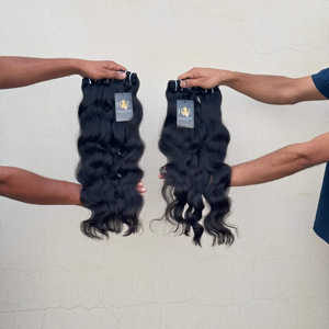 Paquets de cheveux ondulés du temple indien brut, vendeurs de cheveux non transformés du temple cambodgien brut, paquets de cheveux brésiliens en gros - Product Image 2