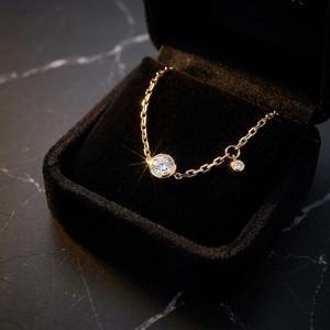 Xinfly 18K Solid Gold 0.41ctw Natural Diamond <b>Bubble</b> Bracelet | Bezel Set Diamond Charm Bracelet for Women | AU750 - Product Image 3