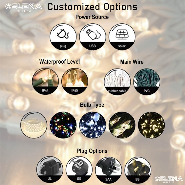 OSLENA LED Curtain String Lights - Outdoor Christmas Decoration Festival String Lights