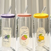 Mug de voyage en verre borosilicate durable de 500 ml avec un joli design de paille, portable et réutilisable pour le lait, le café, le thé