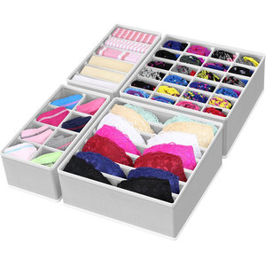 Organizador de Calcetines Plegable de Tela, Bambú y Plástico, Rectangular, de Tela No Tejida, Moderno, con Inserto para Armario, Divisor de Cajones de 24 Compartimentos - Product Image 3