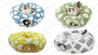 Lit Tunnel de chat de Noël luxueux Tube de tunnel de chat en velours moderne pliable avec coussin central Style classique