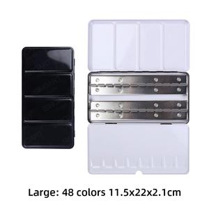 Paleta de <span class=keywords><strong>Acuarelas</strong></span> Metálica SINAORT, Paleta de Viaje Mediana, <span class=keywords><strong>Caja</strong></span> de Metal Vacía Negra, <span class=keywords><strong>Caja</strong></span> de Estaño para Paleta de 12/24/48 Colores - Product Image 4