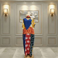 Kaftan africain pour femme, robe longue à rayures audacieuses, imprimé ballon vif, col en V, modeste, en satin léger, tenue de mariage et d'église musulmane