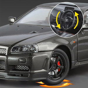 โมเดลรถนิสสัน สกายไลน์ จีทีอาร์ อาร์34 ขนาด 1/24 ทำจากโลหะ ของสะสม รถจำลองหล่อขึ้นรูป พร้อมไฟและเสียง - Product Image 3